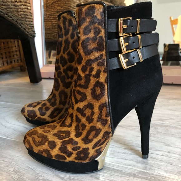Wishbone Leopard Pony/Kid Suede Booties